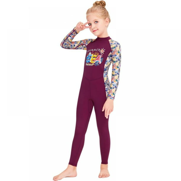 Uobzyaq Kids Full Body Swimsuit Rash Guard One Piece UV Protection Long Sleeve Wetsuit 